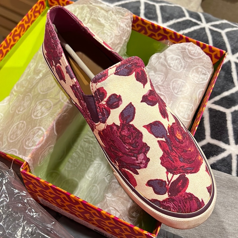 Tory Burch floral slip on canvas miles sneaker
